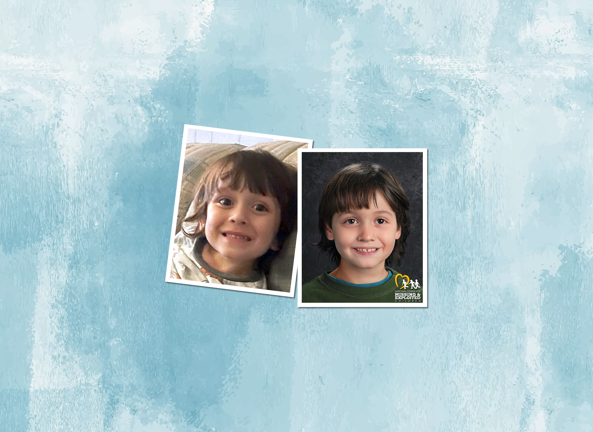 Original picture of Terry next to an age-progressed image of him