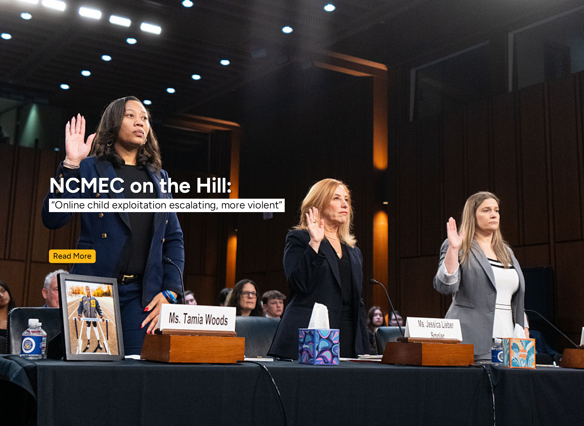 three women stand with their right hands raised, prepared to testify (getty images)